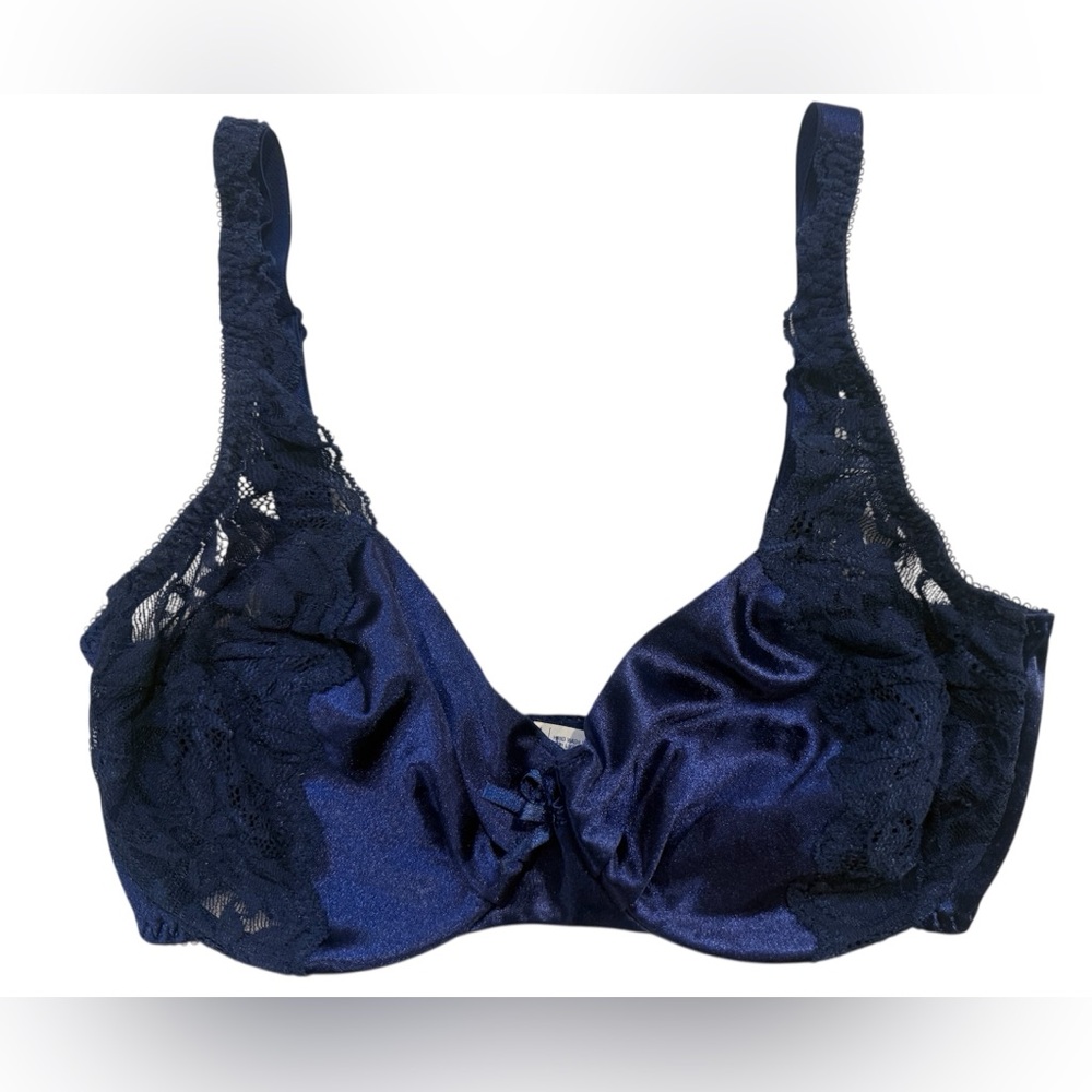 Bali Navy Blue Full Coverage Bra Size 34 D Lace Underwire